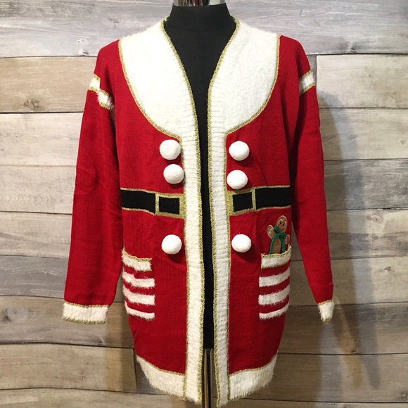 Santa Claus Pocket holiday red cardigan men's XL - Picture 8 of 8